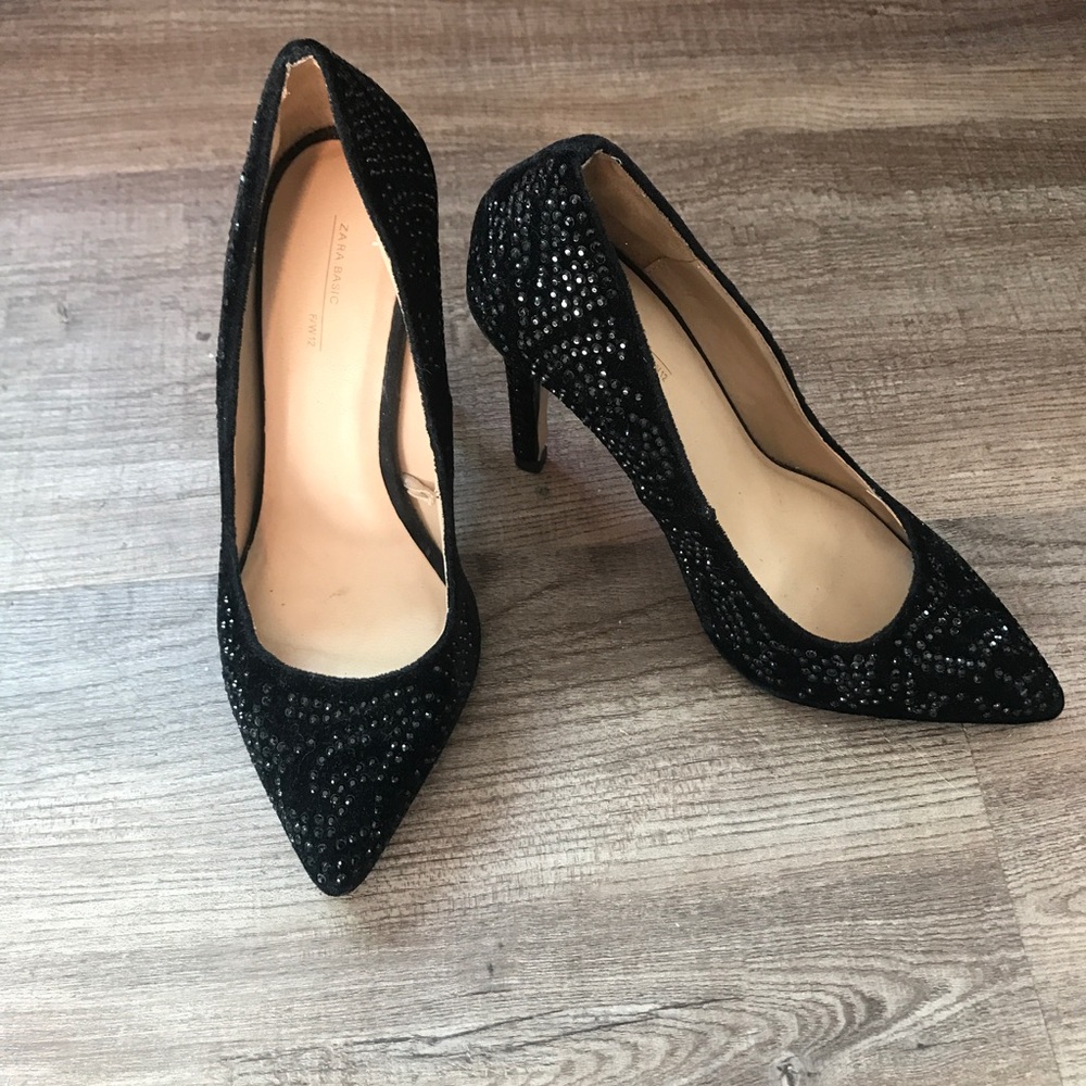 ZARA DAZZLING BLACK HEELS
